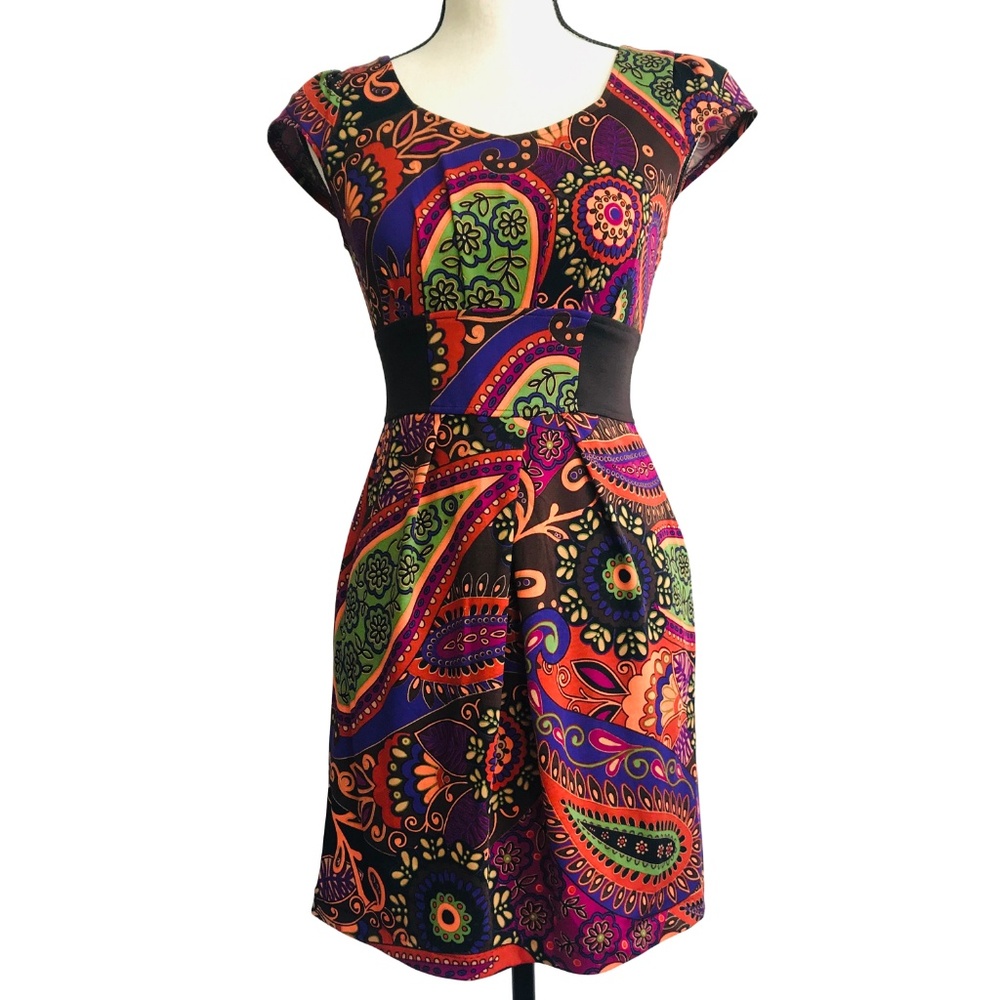 Ami Sanzuri Multi-color Paisley Print Dress - Picture 1 of 4